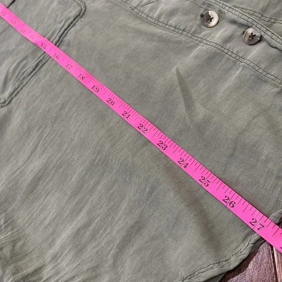 Free People We the Free Green Quilted Stitch Yoke Button up-shirt button down - Picture 6 of 14